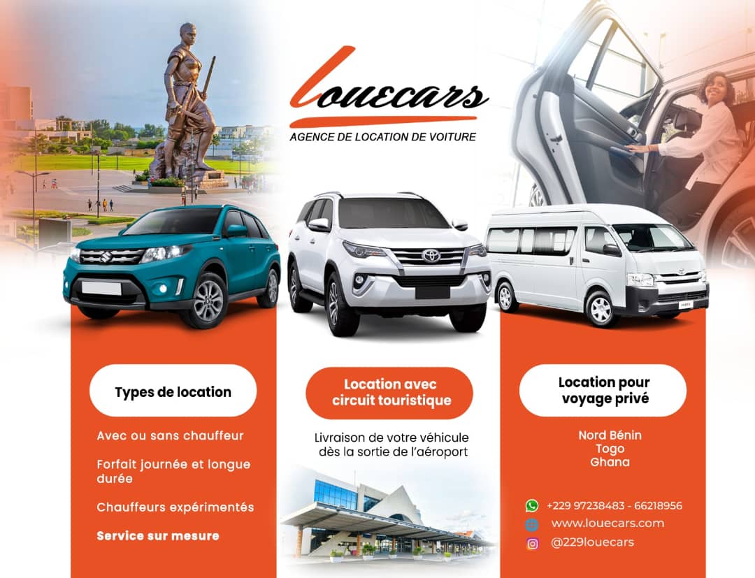 LoueCars, agence de location de voitures au Bénin — types de location, circuit touristique et voyages Nord Bénin, Togo, Ghana